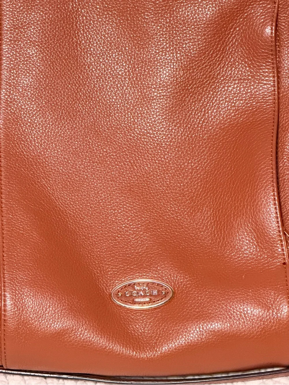 Coach Cognac Pebbled Leather Shoulder Bag